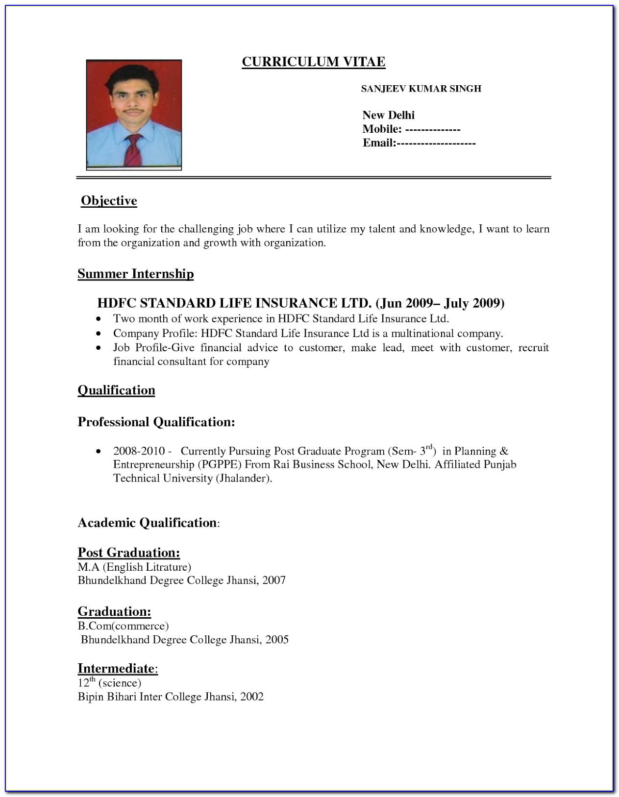 Best Resume Format For Job Pdf Download