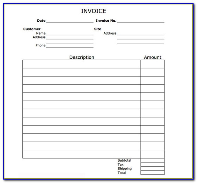 Blank Invoice Template Excel Download