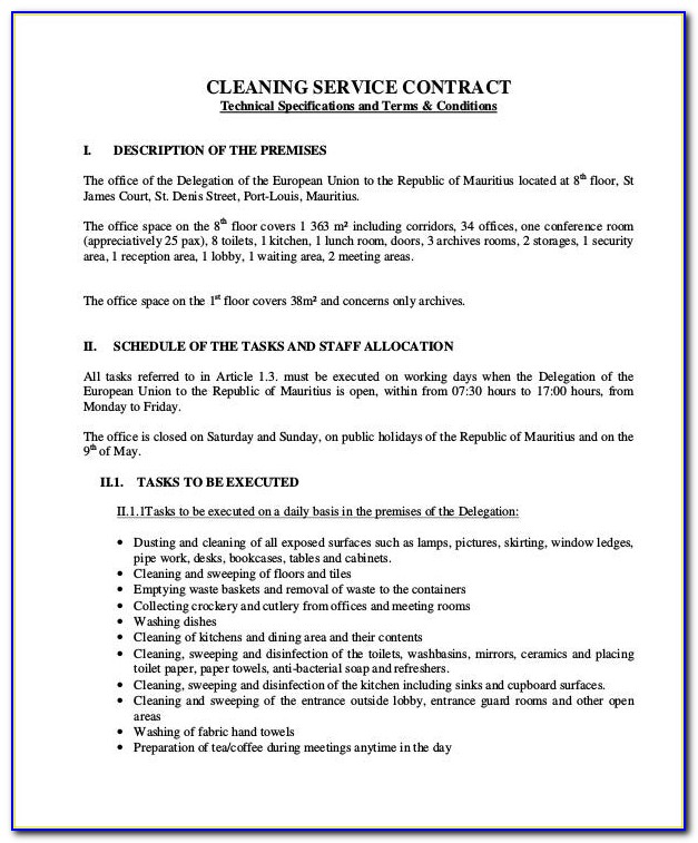 Commercial Cleaning Contract Template Uk
