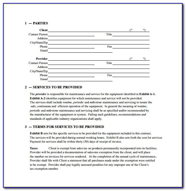 Commercial Hvac Service Contract Template