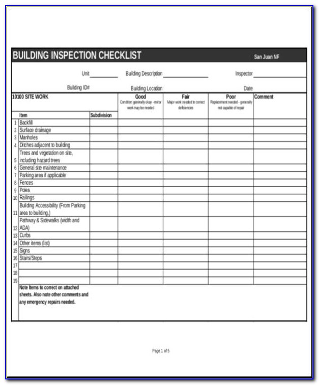 Construction Equipment Inspection Checklist Template