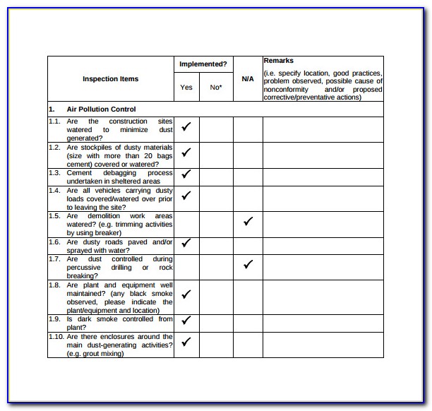 Structural Inspection Checklist Template