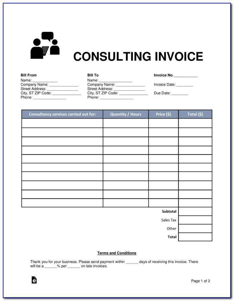 Consulting Services Invoice Template Free