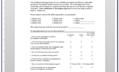 Customer Satisfaction Survey Questionnaire For Restaurants