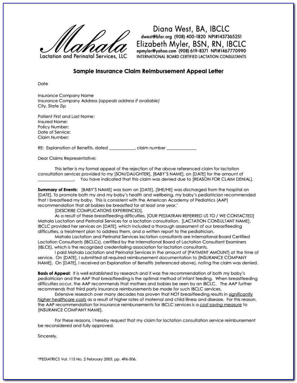 Disability Insurance Appeal Letter Template