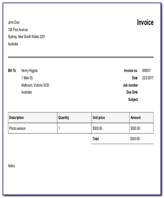 Example Invoice For Work Done
