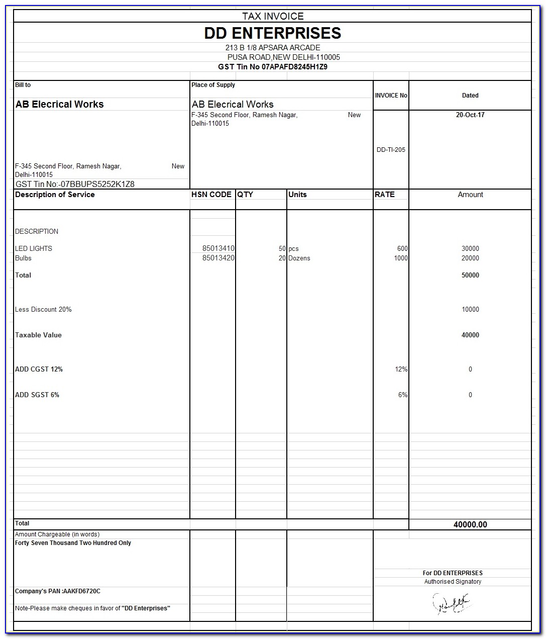 Example Invoice Template Excel
