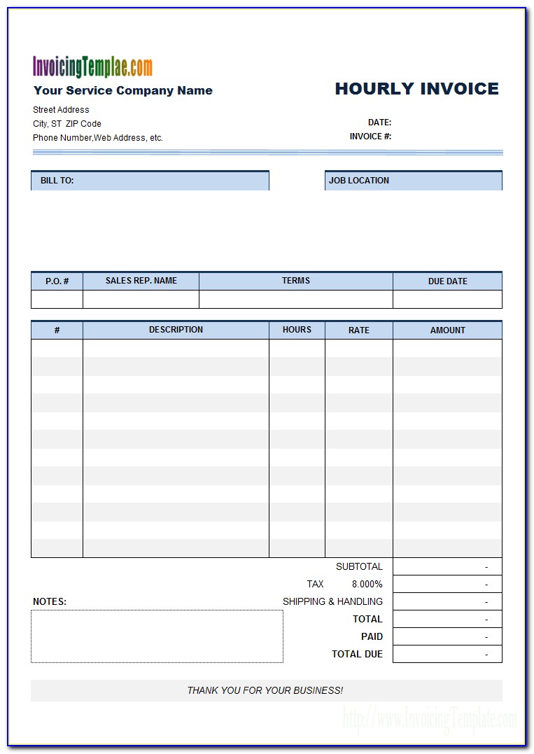 Excel Hourly Rate Invoice Template