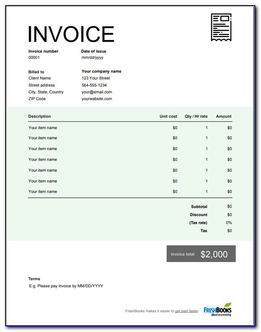 standard professional invoice template