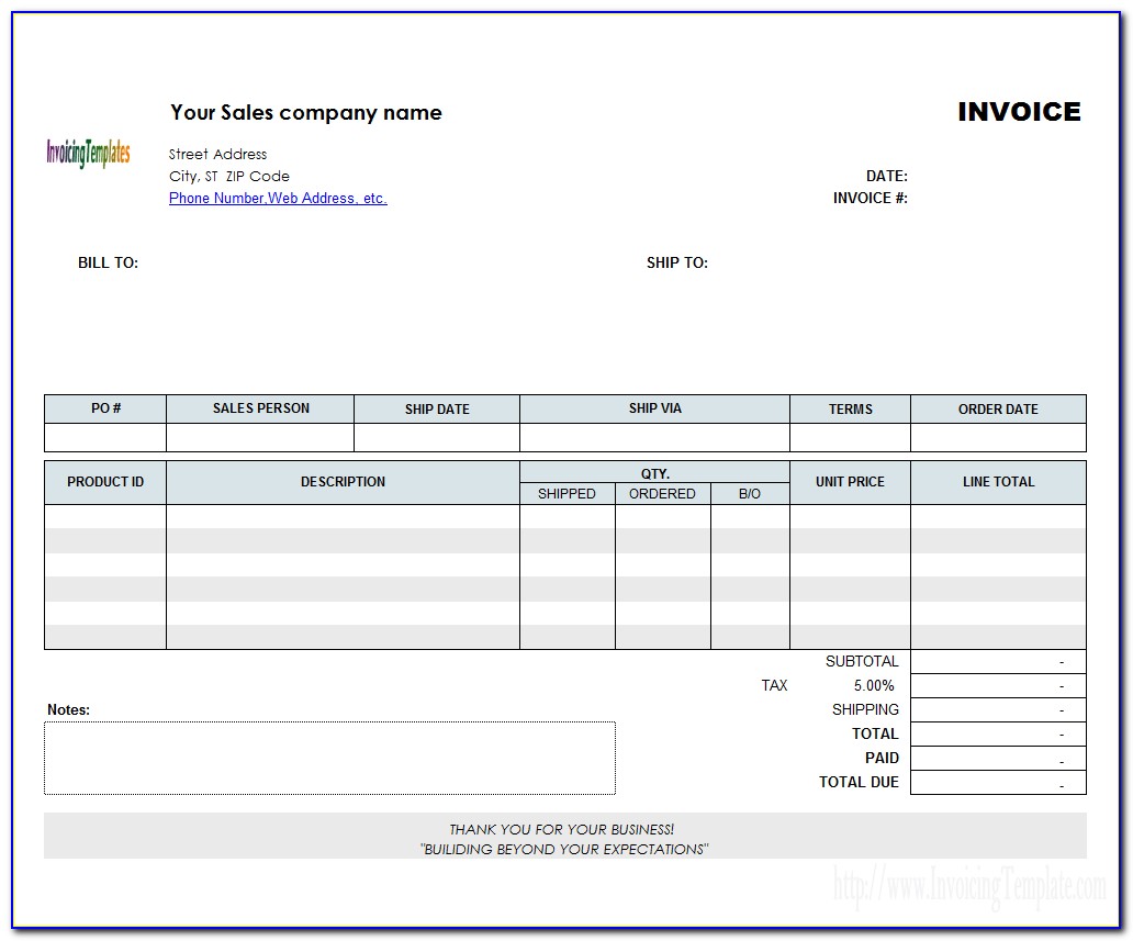 Excel Invoice Template With Database Free Download