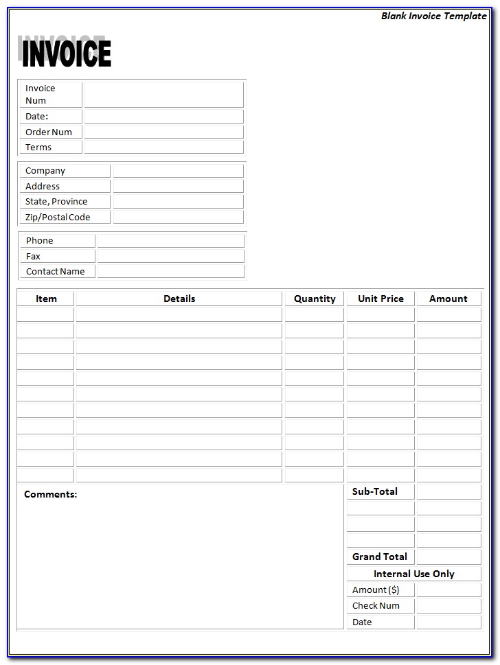 Free Downloadable Blank Invoice Template