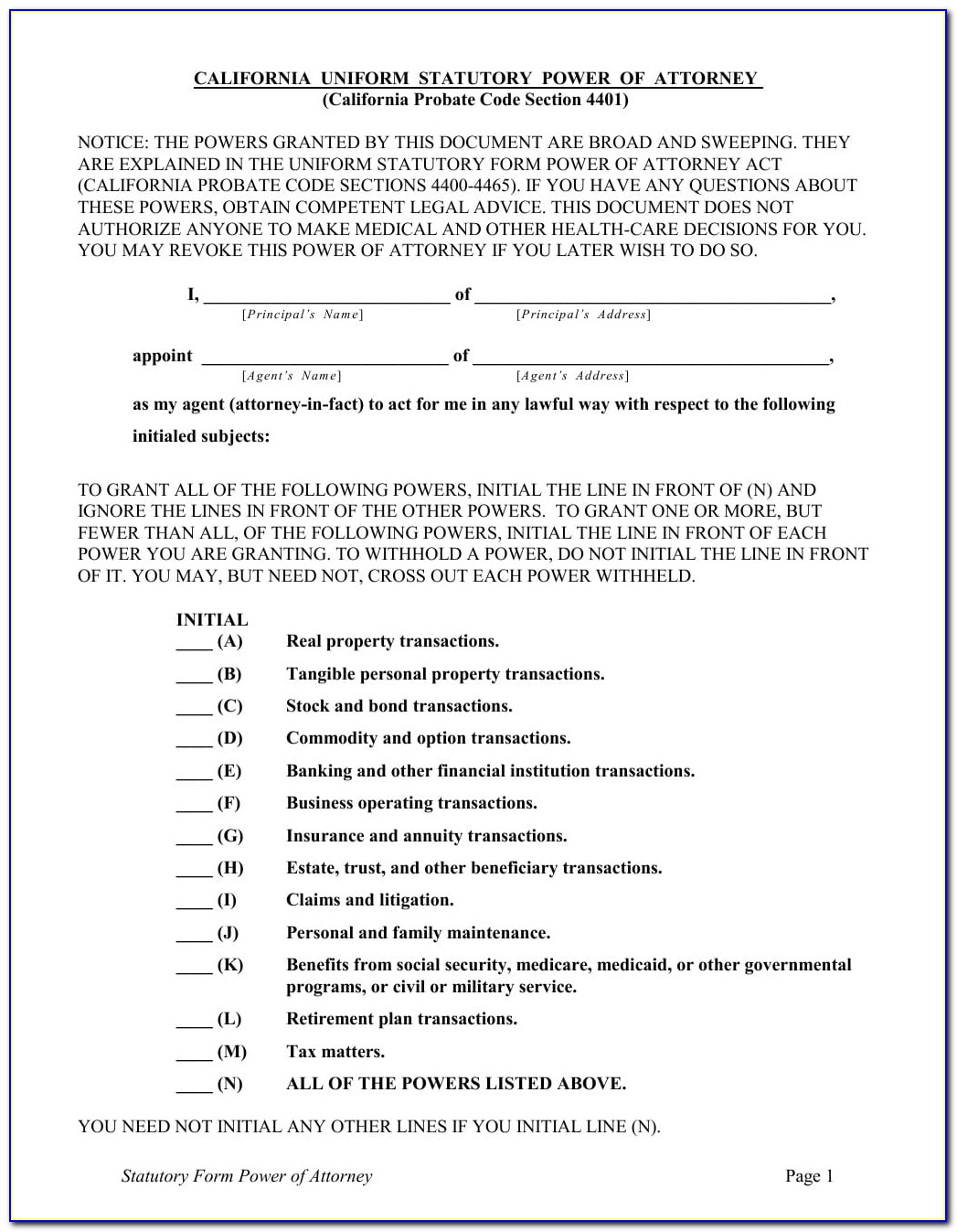 Free Health Care Power Of Attorney Template