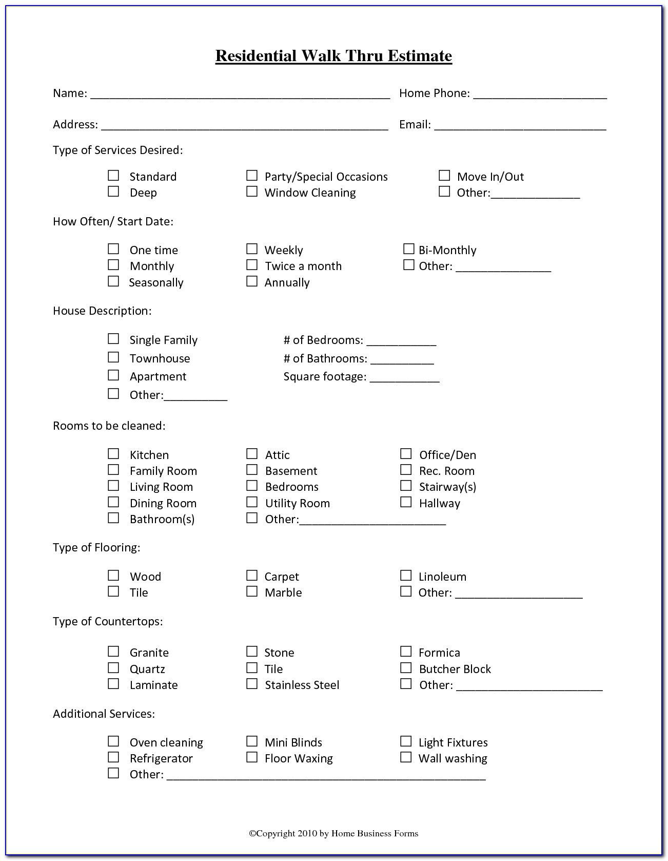 Free House Cleaning Invoice Form