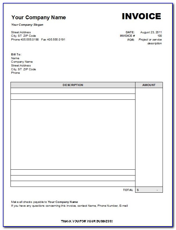 Free Invoice Template For Painting