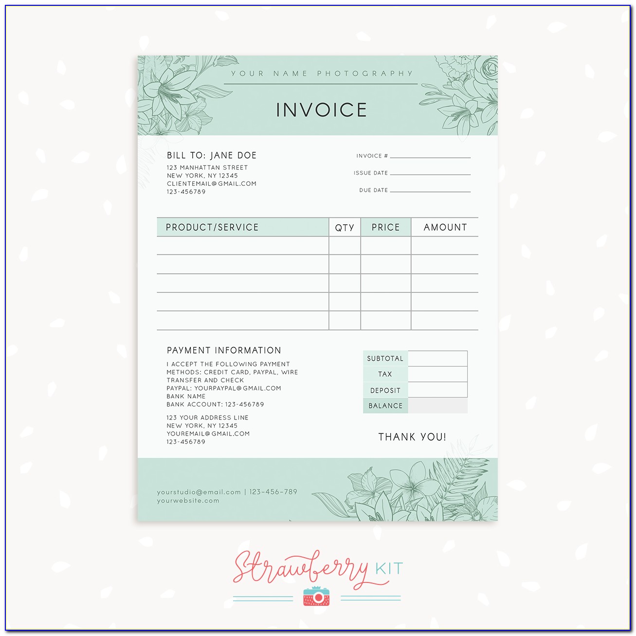 Free Invoice Template For Services Rendered
