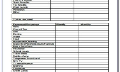 Free Monthly Income And Expense Worksheet Template