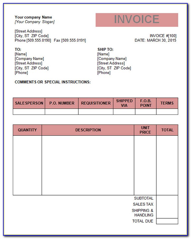 Sole Trader Invoice Template Free Printable Templates