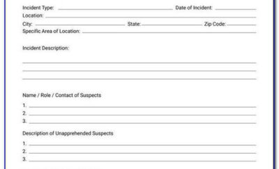 General Incident Report Form Template Word