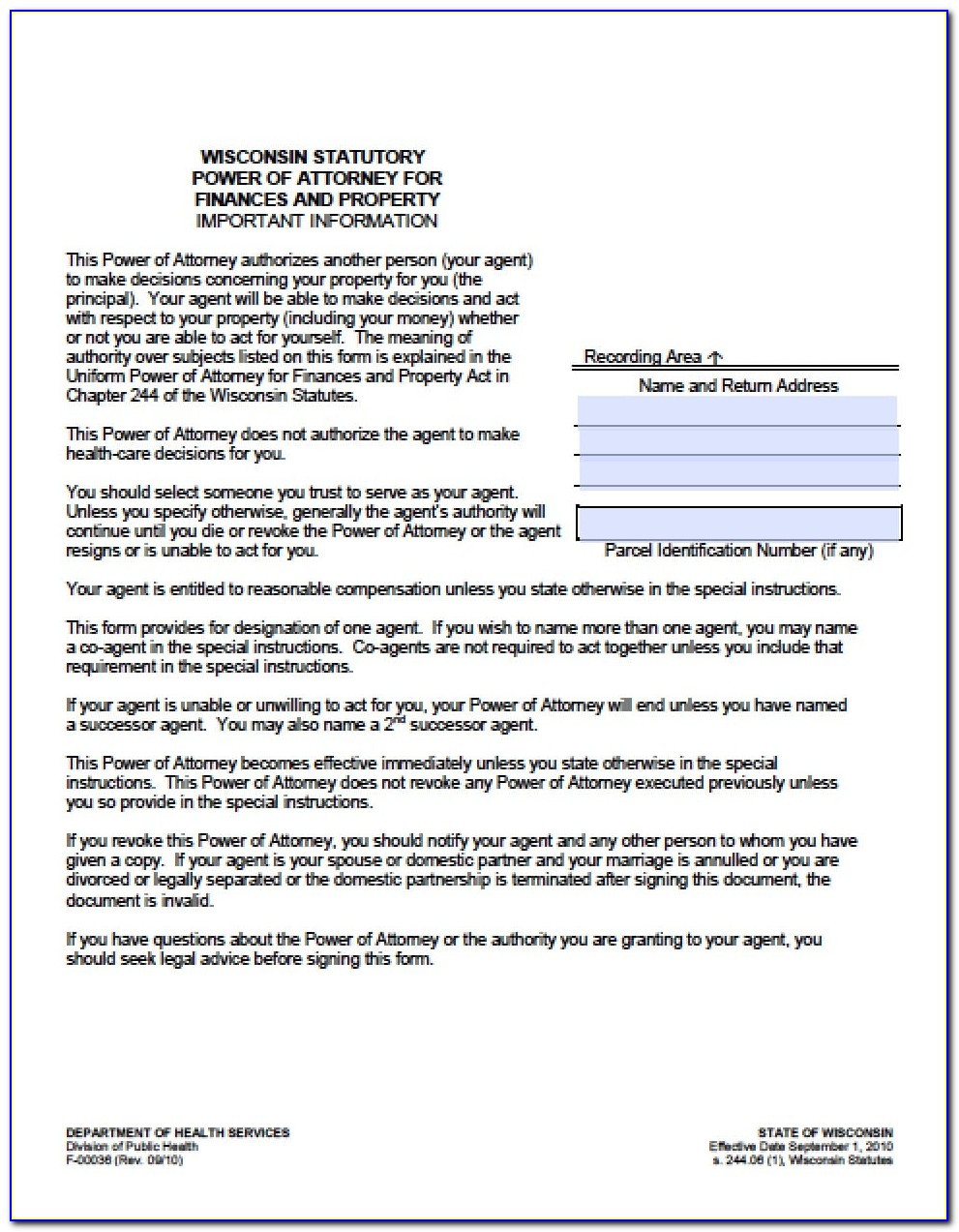 Health Care Power Of Attorney Activation Form Wisconsin