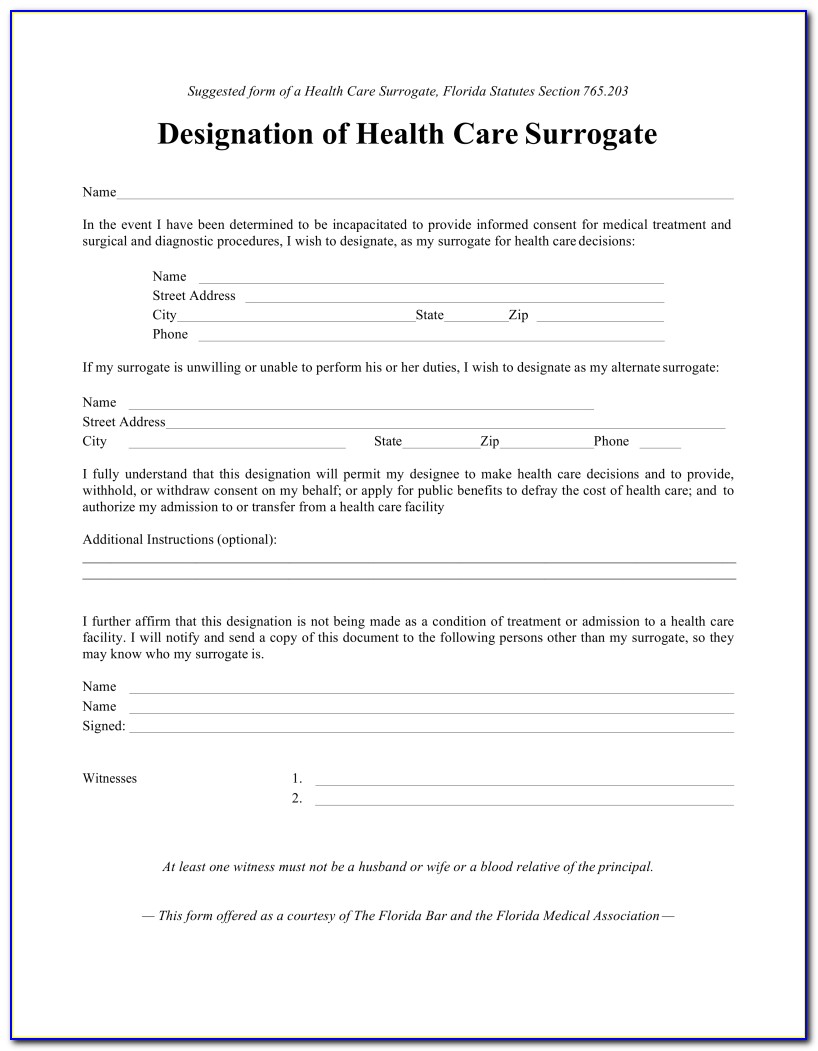Health Care Surrogate Form Florida Spanish