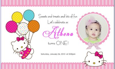 Hello Kitty 1st Birthday Invitation Template