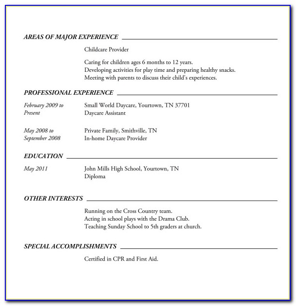High School Senior Resume Examples For College