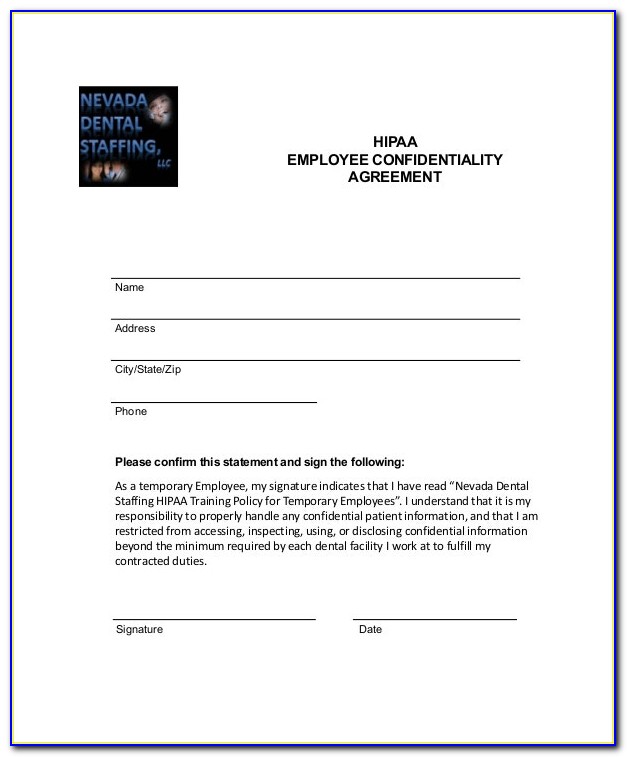 Hipaa Employee Confidentiality Agreement Template