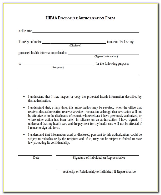 Hipaa Medical Release Form Template