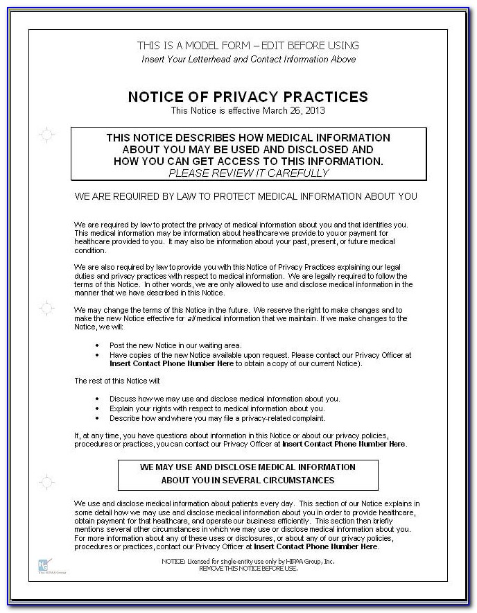 Hipaa Privacy Policy Template Word