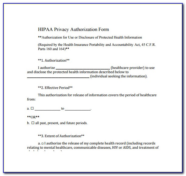 Hipaa Release Form Template