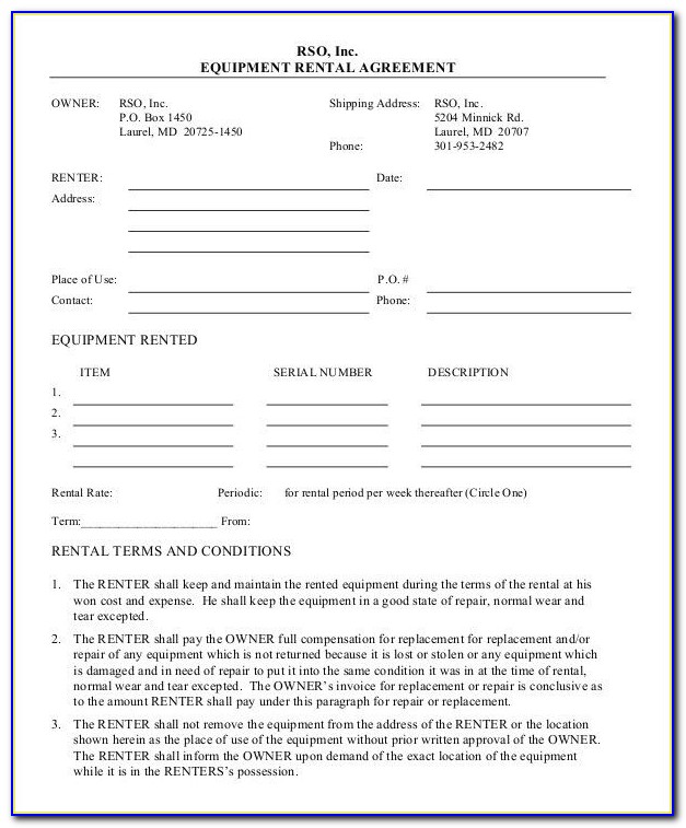 Hire Agreement Template Free