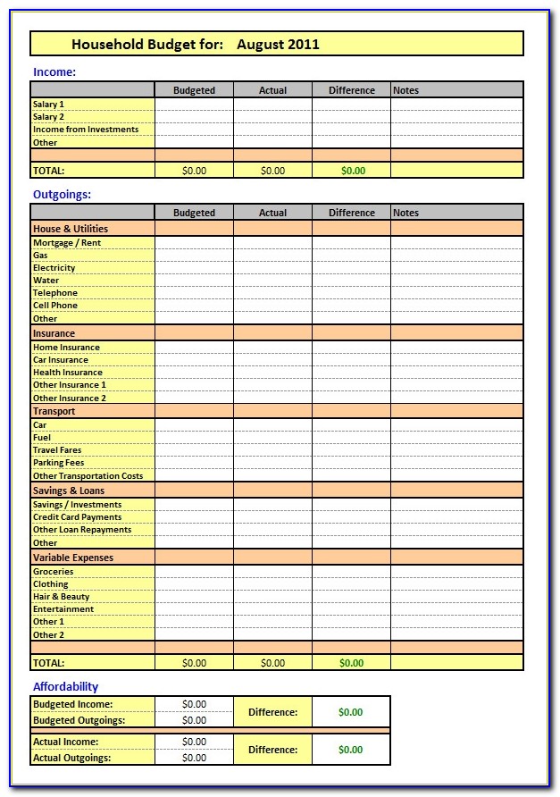 Home Budget Planner Template Uk