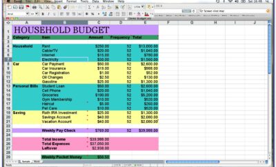 Home Budget Spreadsheet Template