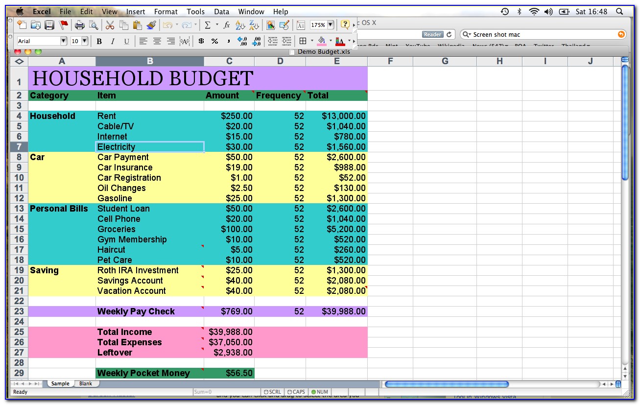 Home Budget Spreadsheet Template