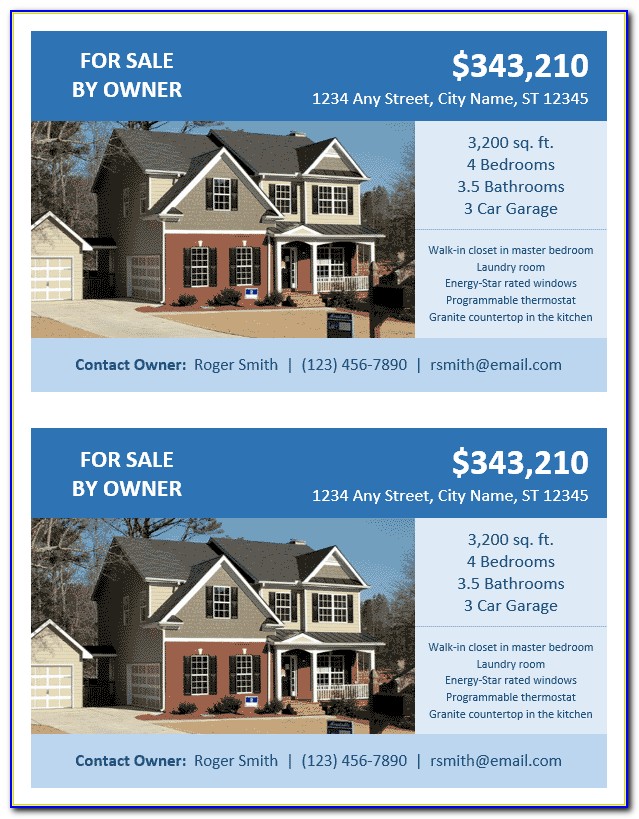 Home For Sale By Owner Flyer Template Free