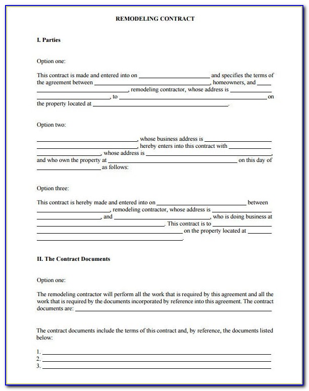 Home Improvement Contract Template Word