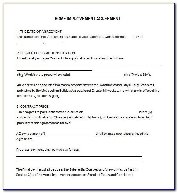 Home Renovation Agreement Template