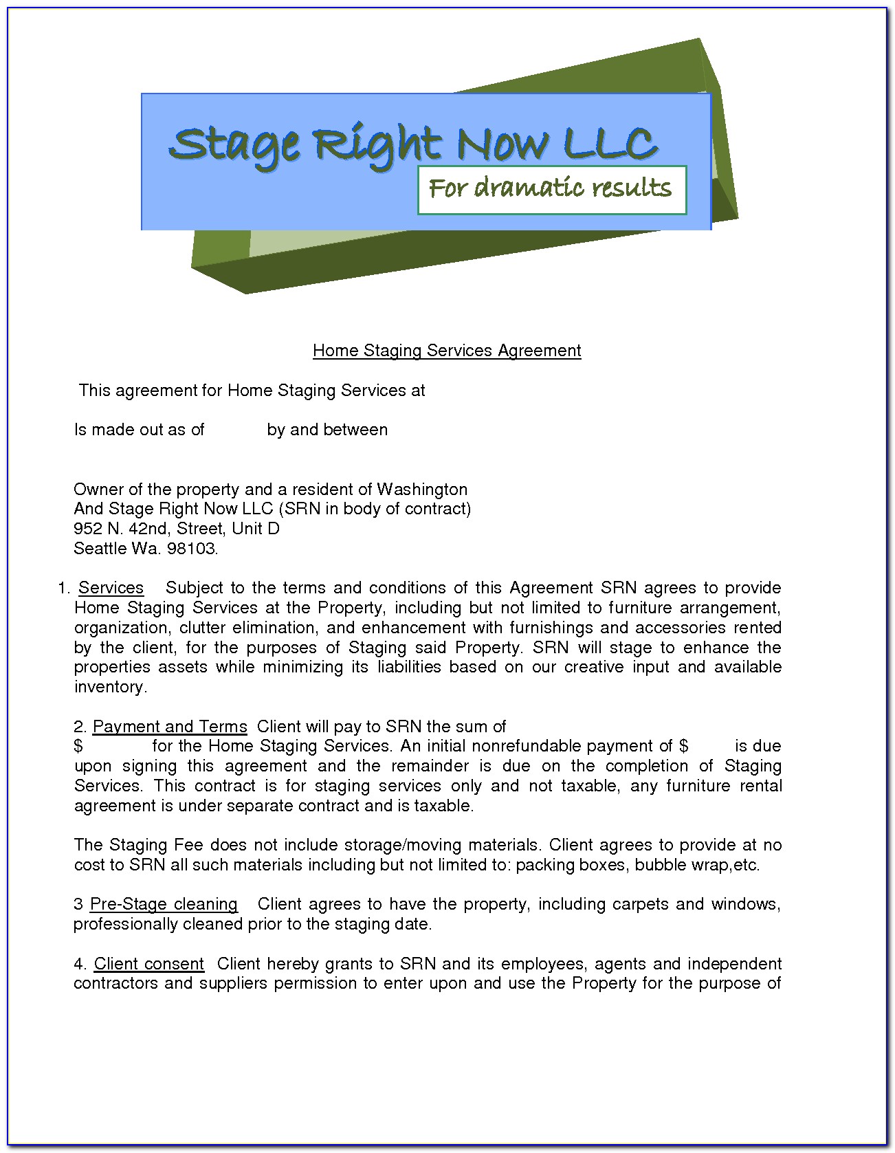 Home Stager Agreement Template