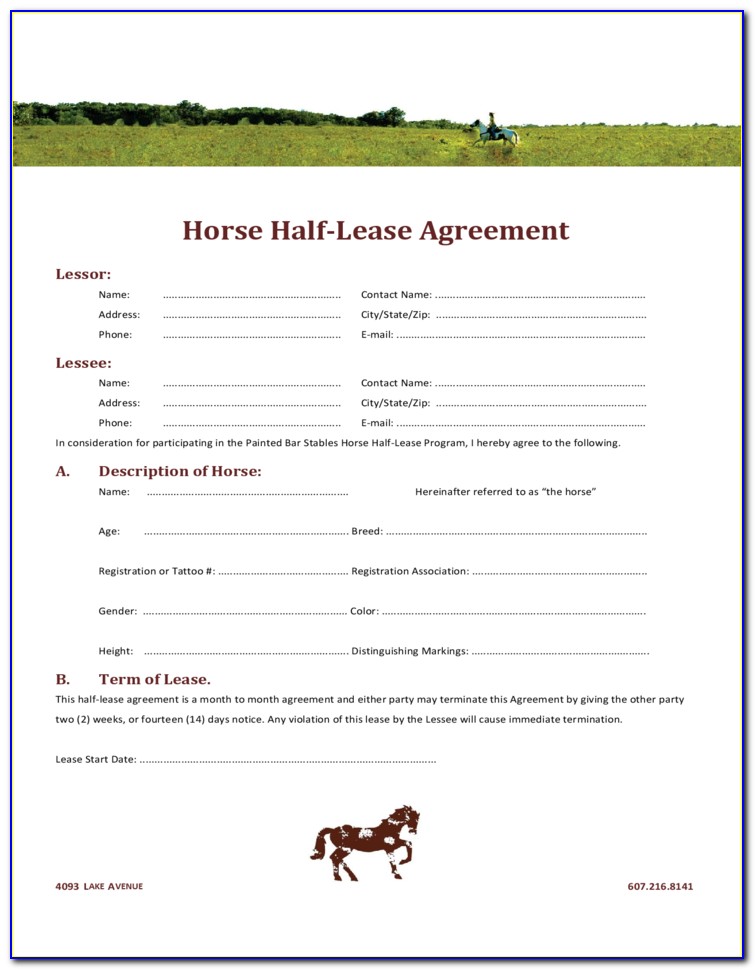 Horse Lease Agreement Examples