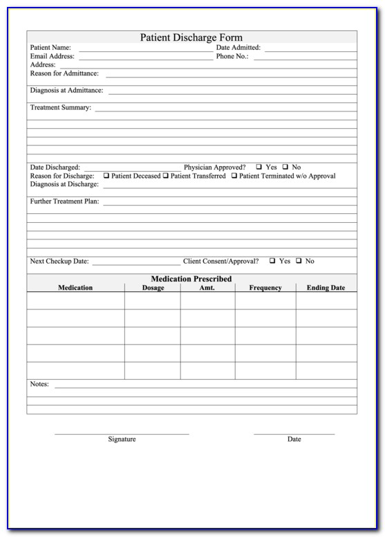 Hospital Discharge Orders Template