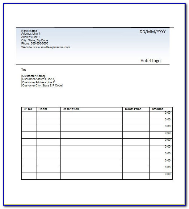 Hotel Invoice Template Excel