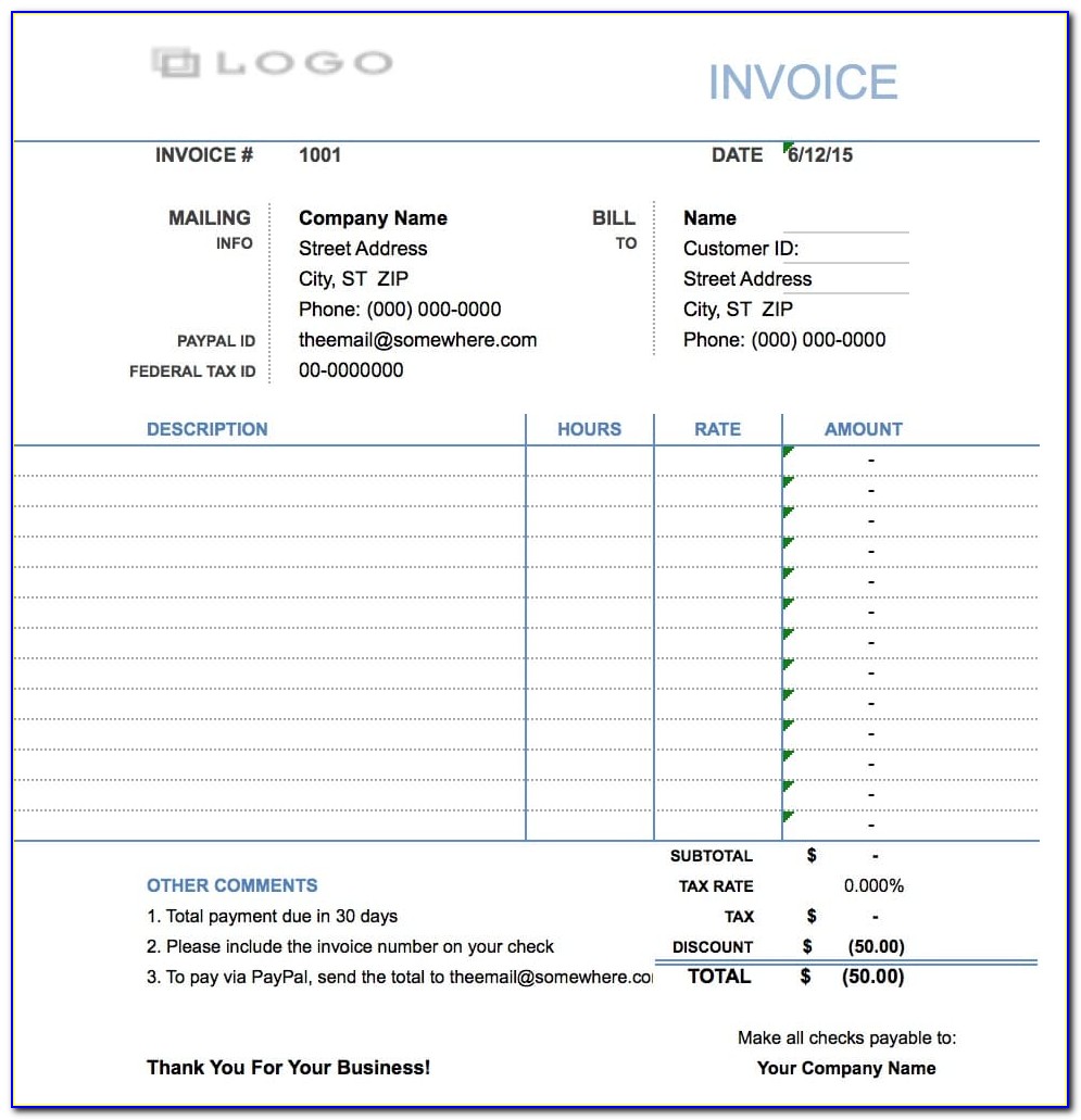 Hourly Billing Template Excel