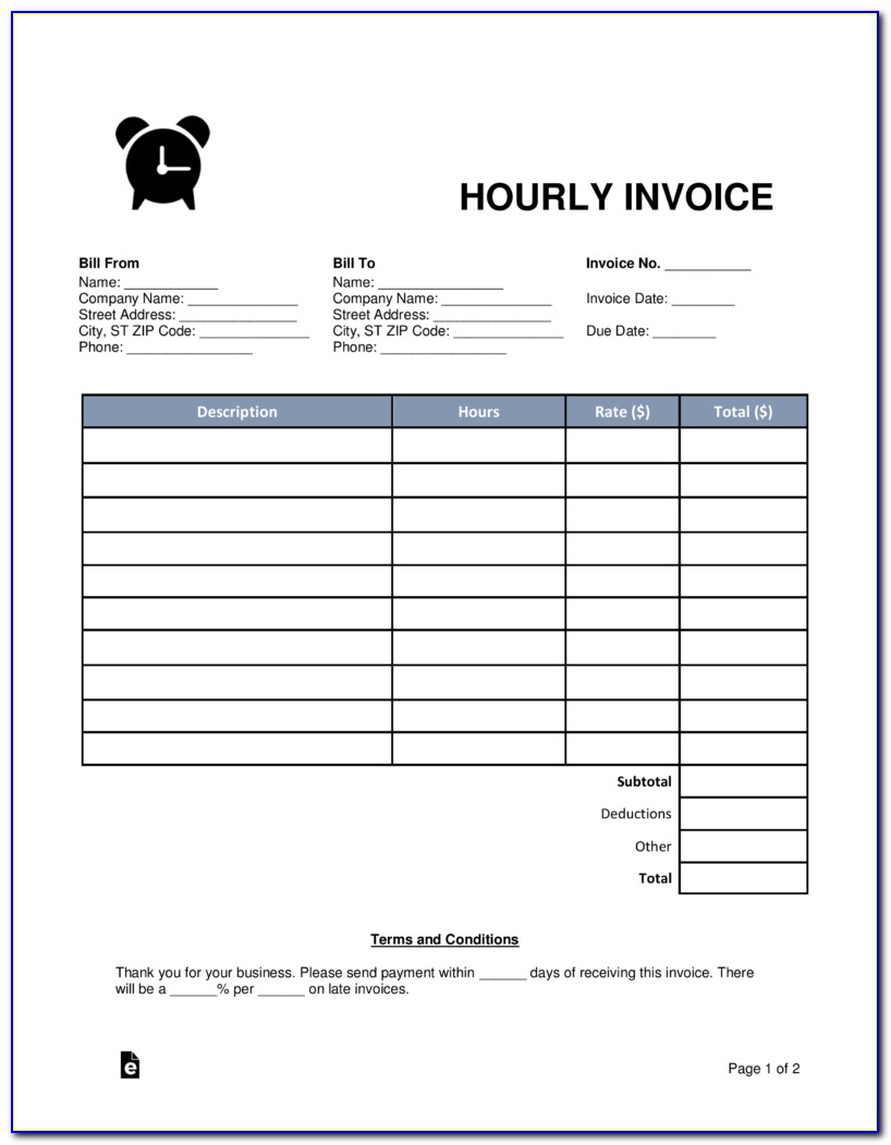 Hourly Rate Invoice Template Free