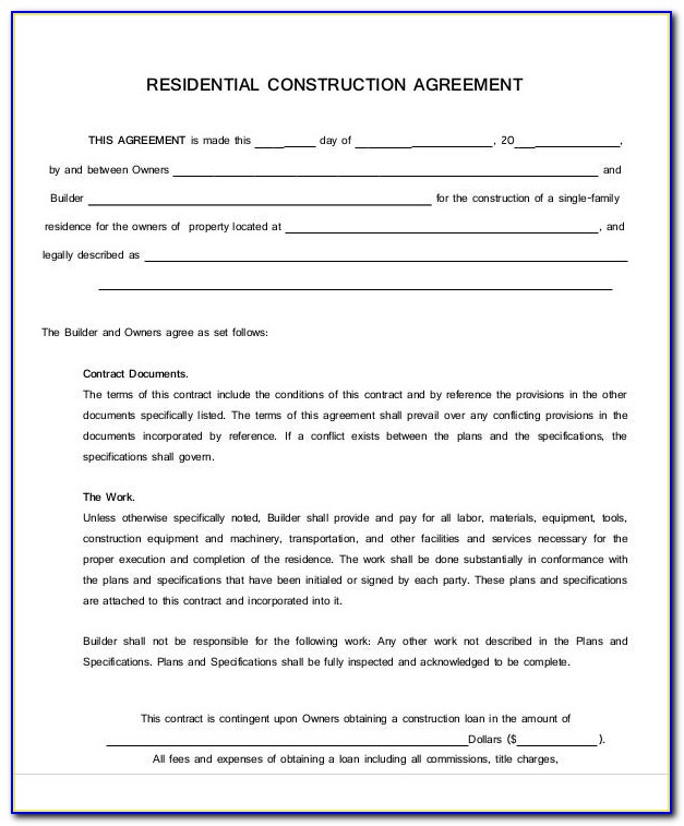 House Building Contract Template