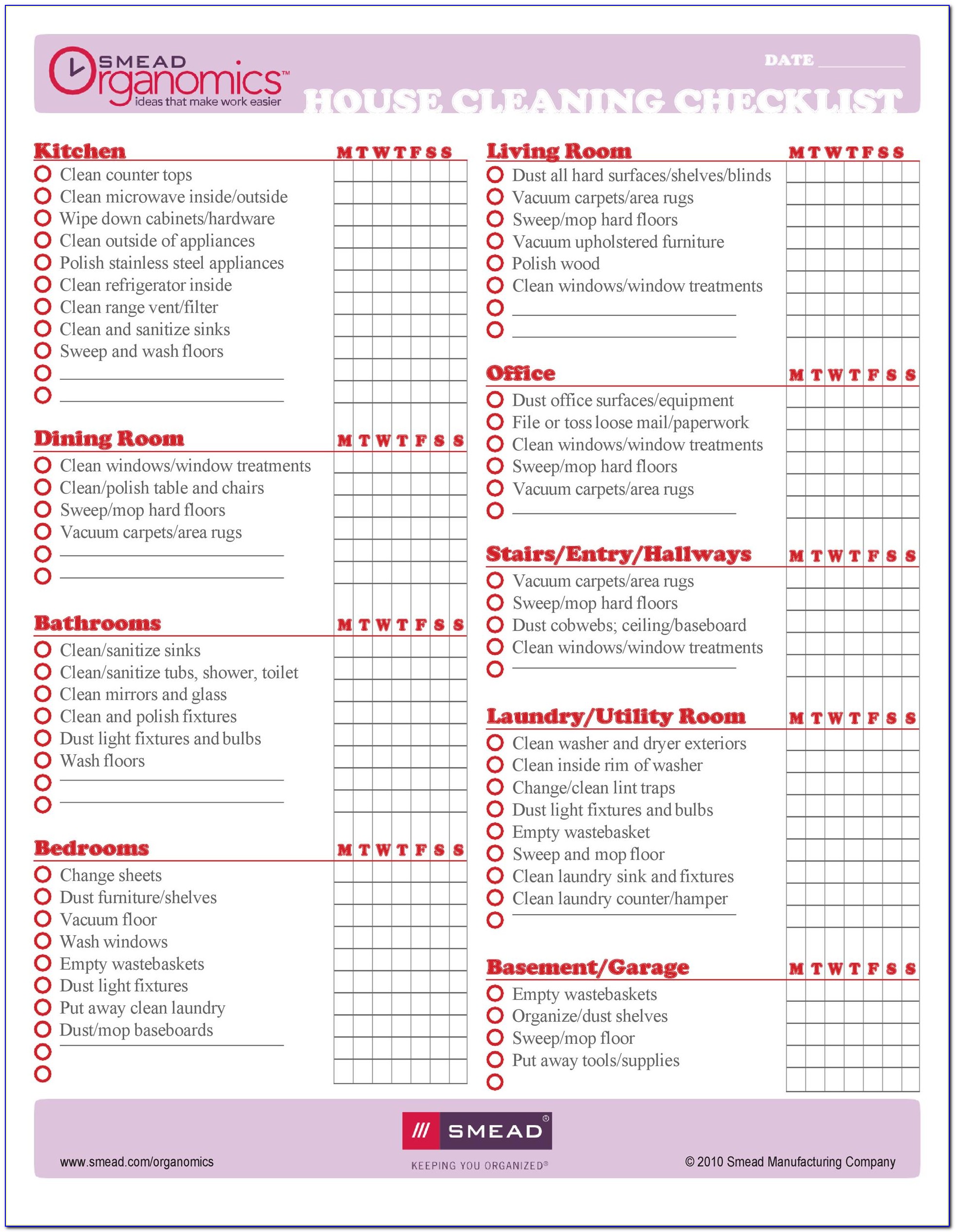 House Cleaning Checklist Sample