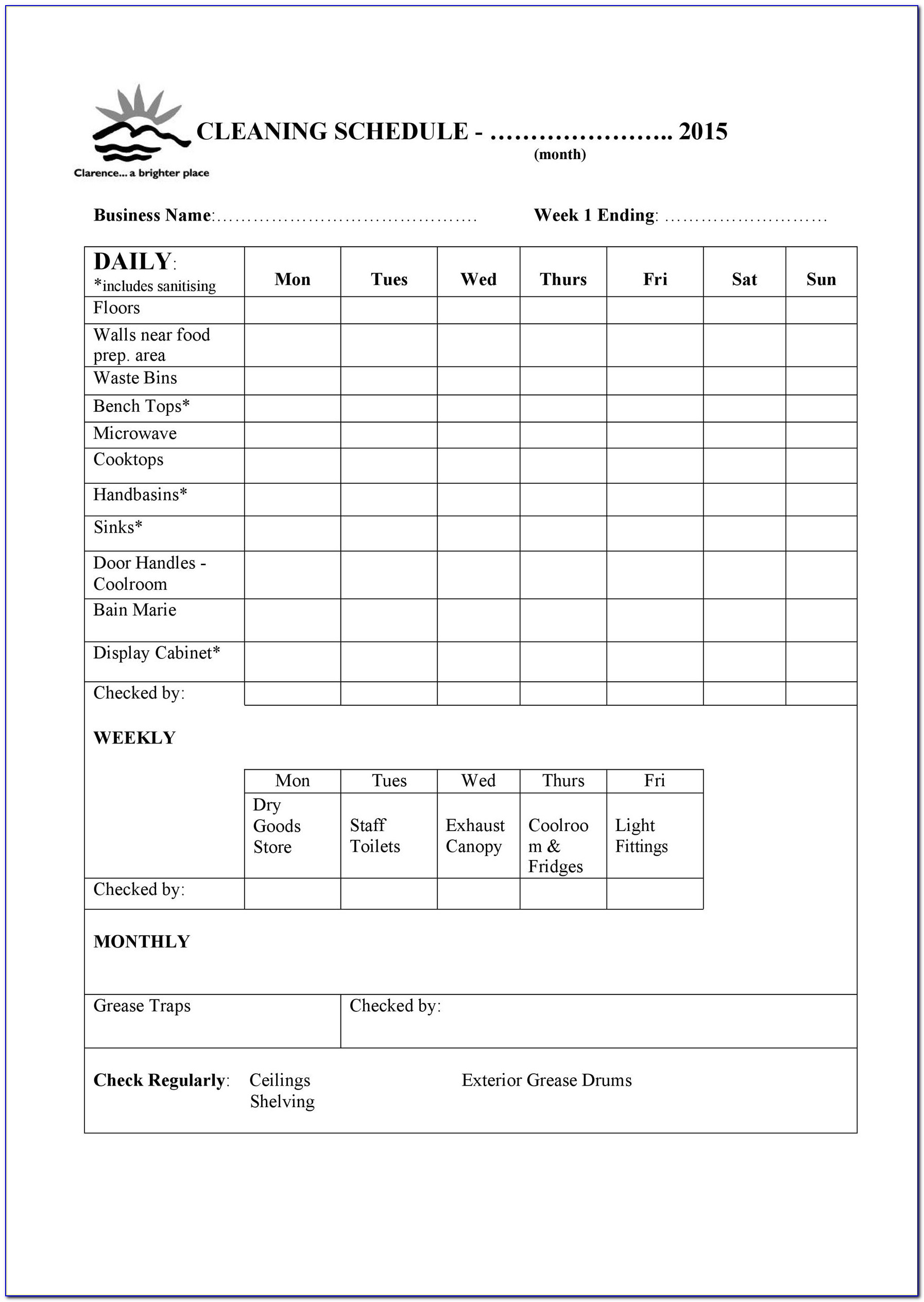 House Cleaning Checklist Template Excel