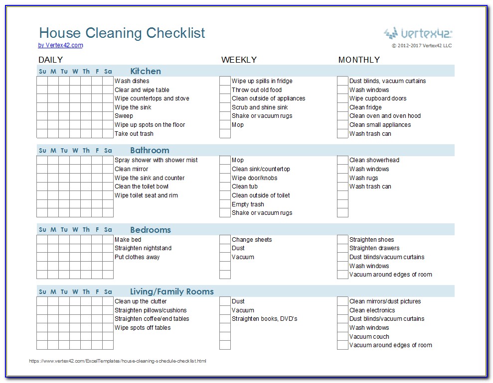 House Cleaning Checklist Template Word