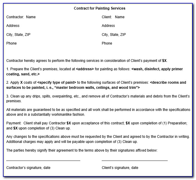 House Painting Contract Forms
