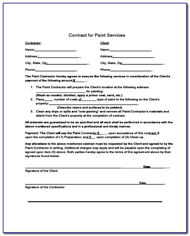 House Painting Contract Templates