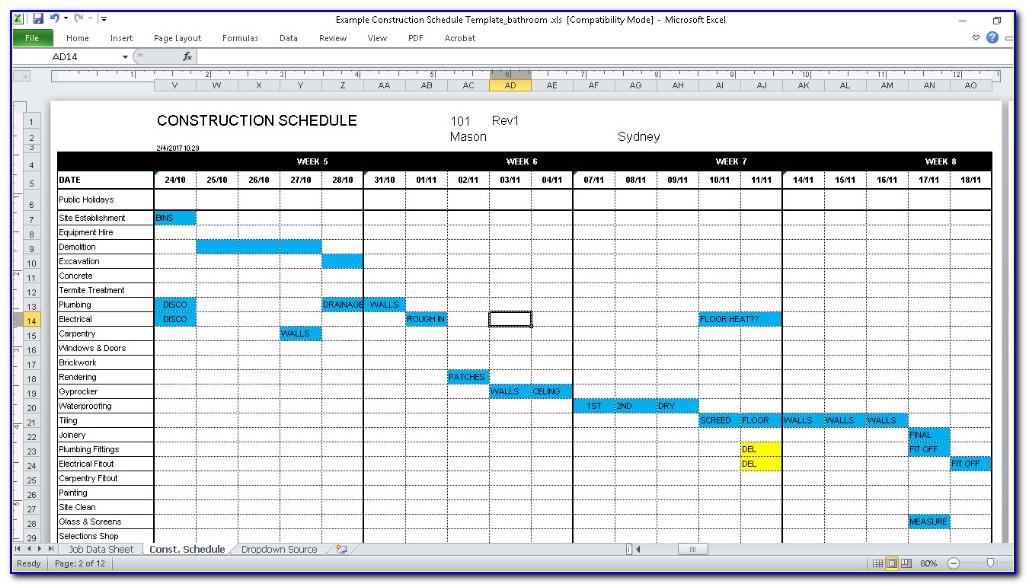 House Renovation Schedule Template